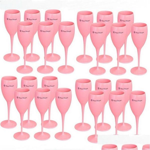 Бокалы для вина Акриловые Veuve Розовый Оранжевый Флейты для шампанского Оптовая продажа Бокалы для вина для вечеринок Прямая доставка Дом Сад Кухня, Обеденный бар Dri Dhwhx