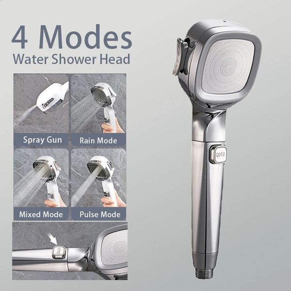 Soffioni doccia per bagno Soffione ad alta pressione a 4 modalità con pulsante di accensione e spegnimento Spruzzatore Filtro ugello regolabile per risparmio idrico per 231030