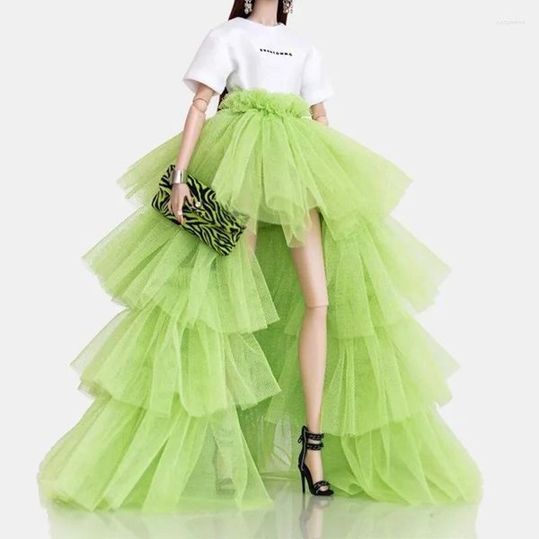 Röcke Fancy Green High Low Tutu Tüllrock für Frauen Puffy und Big Tiered Mesh Prom Maxi Maßgeschneiderte Geburtstagsfeier Saia