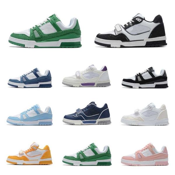 2024 scarpe casual di design di lusso Embossed Trainer Sneaker tripla bianco rosa azzurro Abloh nero verde giallo denim basso Virgil uomo sneakers donna trainer taglia grande 11