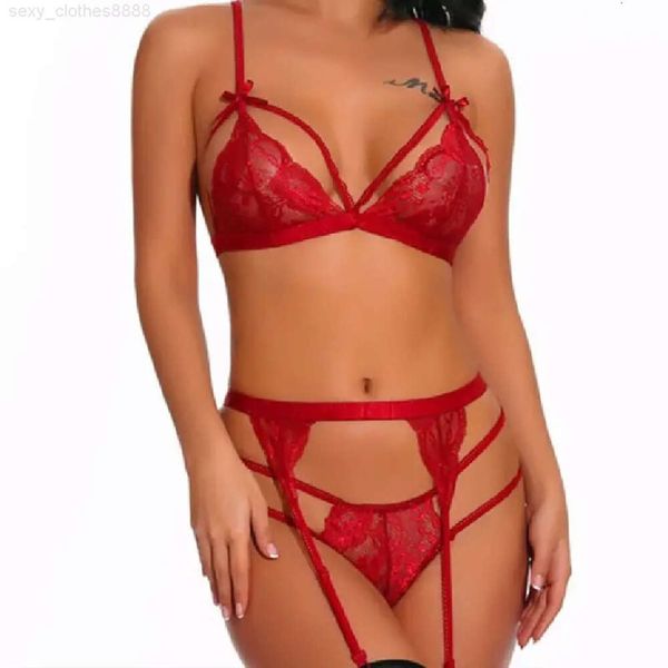 OEM-Hersteller Sexy Unterwäsche Frauen Plus Size Frau BH-Set aushöhlen 3-teiliges Dessous-Set Damen