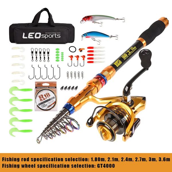 Acessórios de pesca 1.8 3.6m Alimentador Sea Pole Combo Carbono Telescópico Spinning Rod Reel Set Curto Viagem Baitcasting Completo 231030