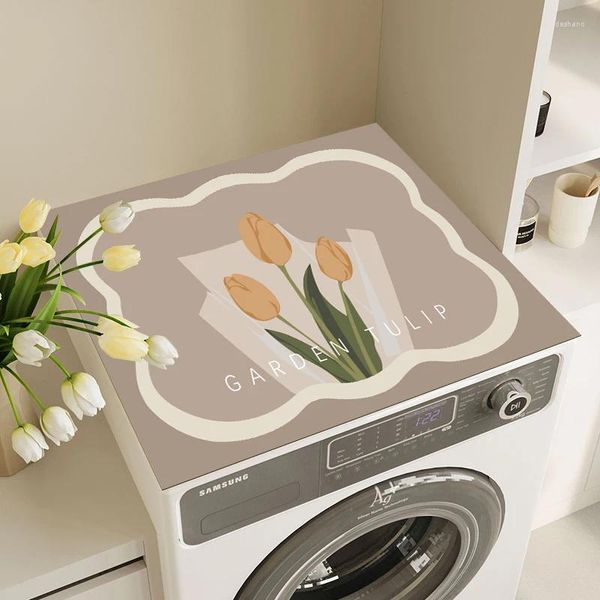 Tapetes à prova de poeira para máquina de lavar roupa antiderrapante capa de geladeira elegante forno de microondas cobre mesa de cabeceira impressa