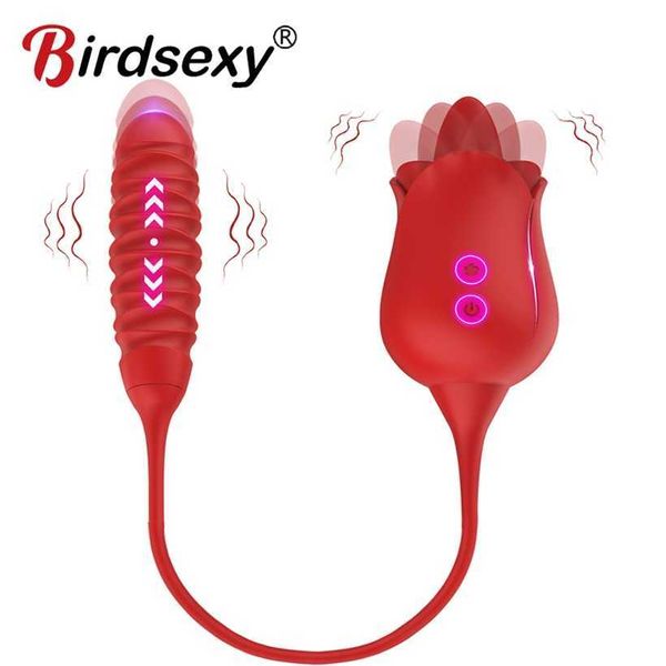 Sextoy per la stimolazione del clitoride a forma di rosa con doppia testa per succhiare il vibratore telescopico con ventosa per capezzoli per le donne 221215