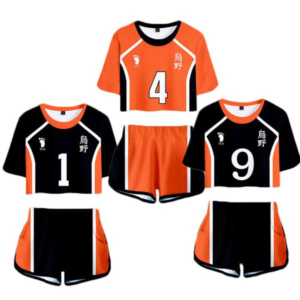 Plus Größe 4XL Haikyuu Kostüm Volleyball Club Shorts T-shirt Männer Frauen Cosplay Hinata Shoyo Sportswear Trikots Uniform C42A58