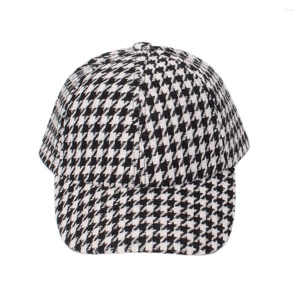 Bonés de bola senhoras preto e branco houndstooth boné de beisebol casual retro uso diário