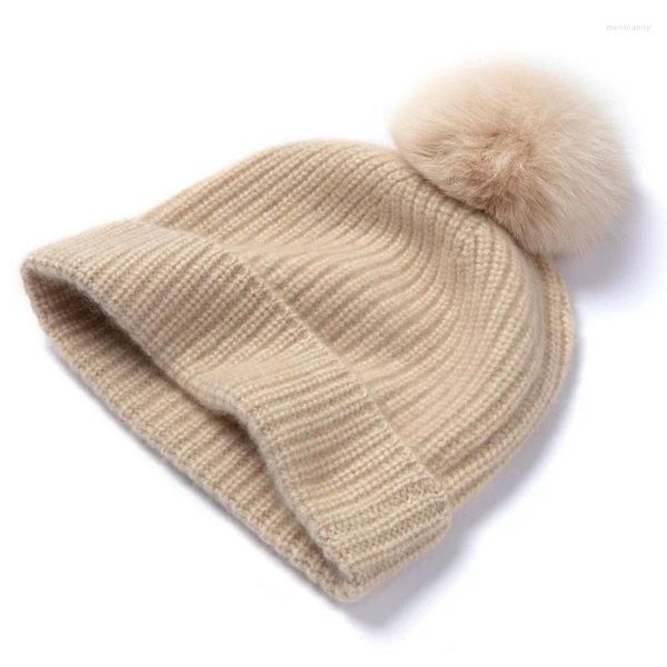 Berets Pure Cashmere Chapéu Mulheres Feminino Outono Inverno Engrossado