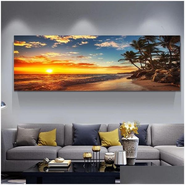 Dipinti Stampe su tela Camera da letto Pittura Paesaggio marino Albero Modern Home Decor Wall Art per soggiorno Immagini di paesaggi Consegna di goccia Gar Dhjx5