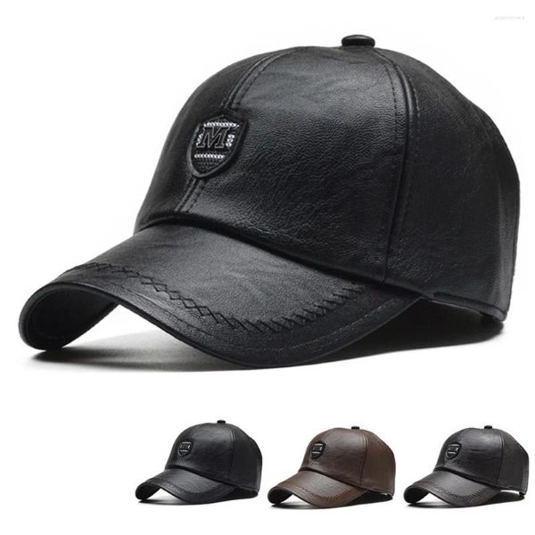 Casquettes de balle Sports de plein air en cuir Baseball décontracté automne hiver réglable en peluche chaud papa chapeaux hommes femmes