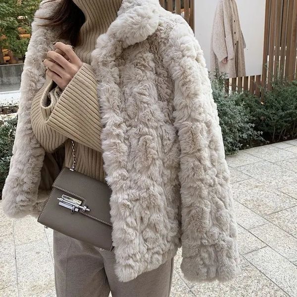 Pelliccia da donna finta autunno inverno 2023 cappotto di lana di agnello coreano corto ispessito imitazione gioventù capelli di coniglio Rex giacche 231030