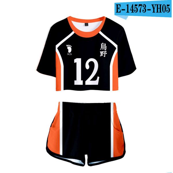 Hot Haikyuu японский аним-волейбол с короткими рукавами костюма Haikyuu Costume Crop Club Top Top футболка для мужчин женщины косплей Hinata Shoyo Sportswear Униформа 5869