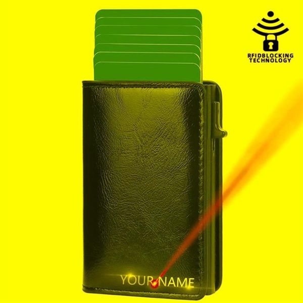 Kart tutucular özelleştirilmiş erkek cüzdanlar rfid siyah pu deri ince mini cüzdan küçük para çanta erkek pursescard236o