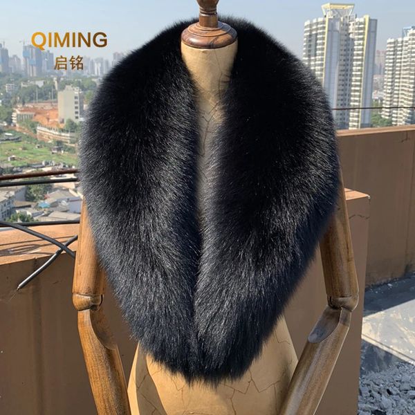 Lenços Inverno Real Fox Fur Collar Mulher Preto Natural Lenço de Pele Xaile Para Mulheres Coleiras Envolve Pescoço Mais Quente Lenços Luxery Lenço Homens 231031