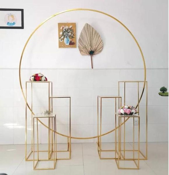 5 pezzi 7 pezzi oro lucido decorazione di nozze prato all'aperto plinti di fiori tavolo corridoio ferro cerchio festa di compleanno arco fondali palloncino 5556783