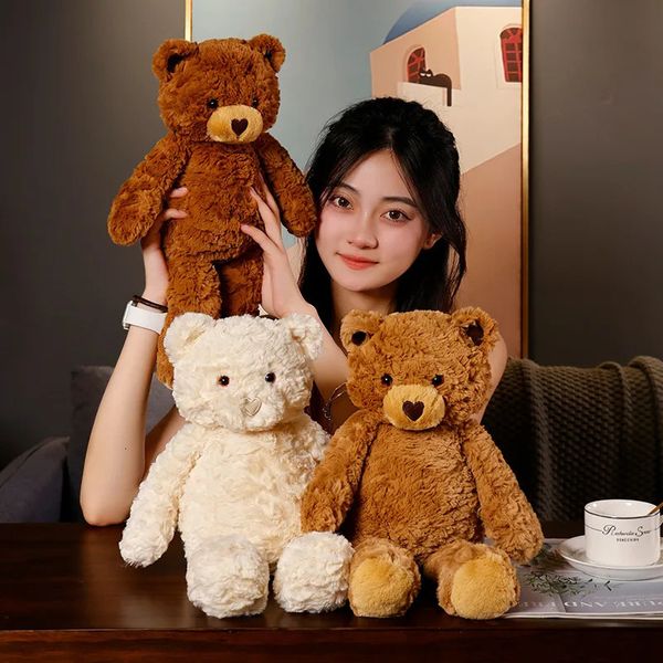 Bonecas de pelúcia 42cm Kawaii Amor Nariz Coração Teddy Bear Stuffed Toys Cute Fuzzy Bears Plushies Boneca para Namorada Amante Aniversário Xmas Presente 231030