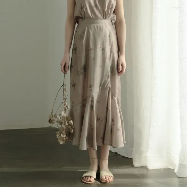 Юбки Johnature, женские винтажные принты с цветочным принтом, лето 2023, одежда высокого качества, повседневная мягкая хлопковая одежда