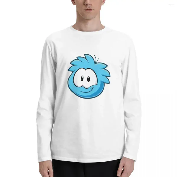 Polos masculinos Blue Puffle Swag Camisetas de manga comprida para meninos Camisetas em branco camisa grande masculina