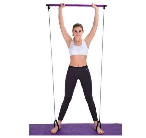 Yoga puxar hastes pilates barra casa yoga ginásio corpo bandas de resistência abdominal vara tonificação barra fitness corda extrator crossfit tubo band8605124