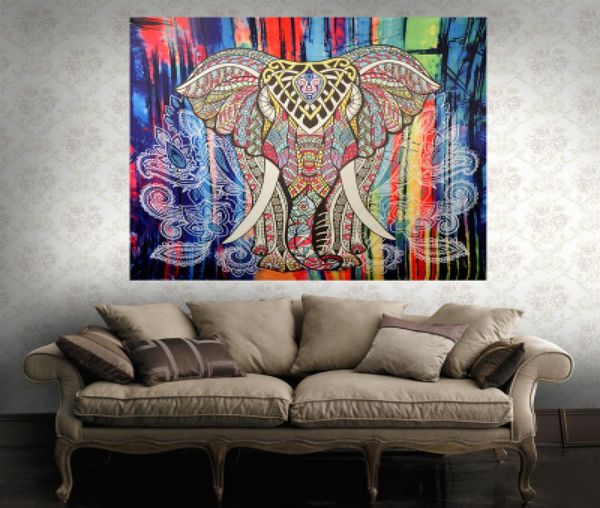 Folk personalizzato Arazzo Elefante Sfondo Arazzo Mandala Yoga Panno per la casa Telo mare Soggiorno Decorazione Decorazione murale ECO F6174104