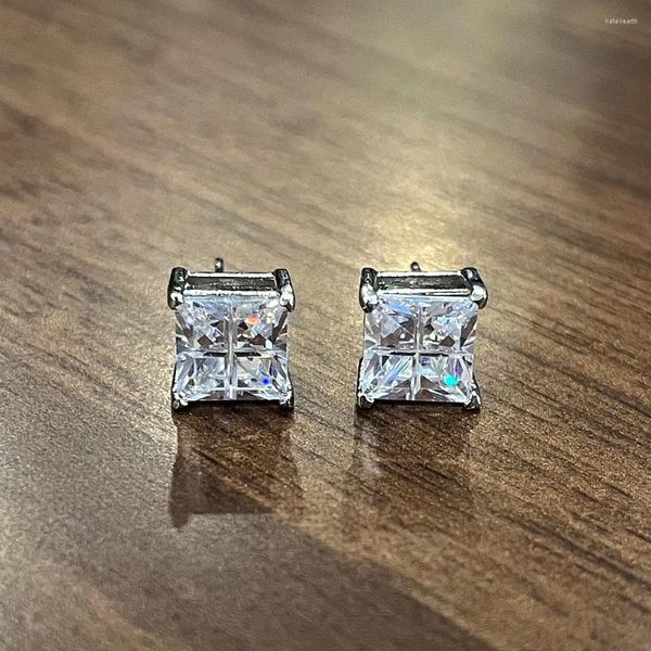 Ohrstecker CAOSHI Unisex mit schillerndem Zirkonia, quadratisches Zubehör für Damen/Herren, stilvoller Schmuck für den Alltag