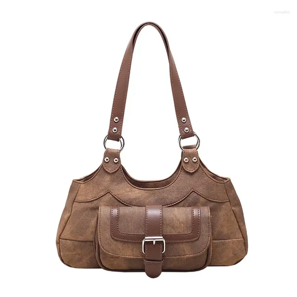 Sacos de noite Mulheres Grande Bolsa de Ombro Vintage Designer de Luxo Outono Motor Tote Pu Couro Senhora Retro Bolsa Grande Capacidade Axilas