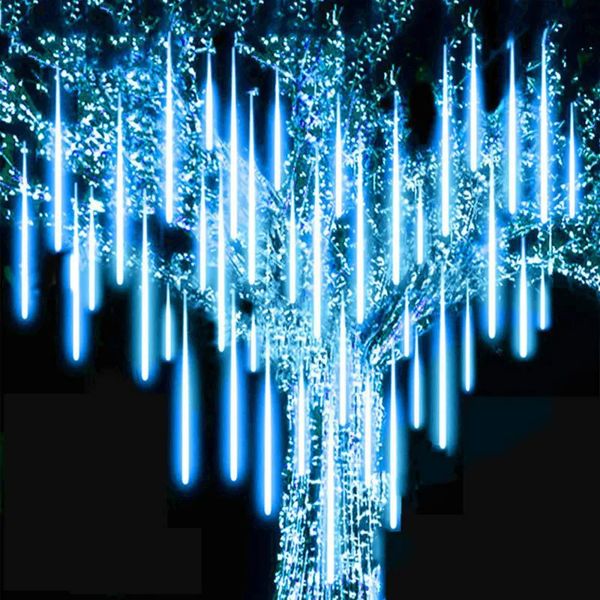 Рождественские украшения 50 см 30 см 8 трубок водонепроницаемый метеоритный дождь дождь светодиодные гирлянды уличные украшения сада для домашнего дерева EUUS Plug 231030