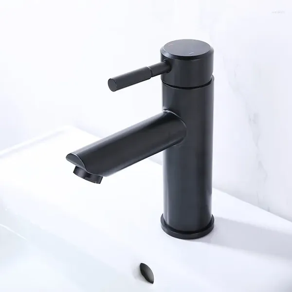 Rubinetti per lavandino del bagno Rubinetto per vasca nero Miscelatore monocomando monoforo in acciaio inossidabile e lavabo con acqua fredda