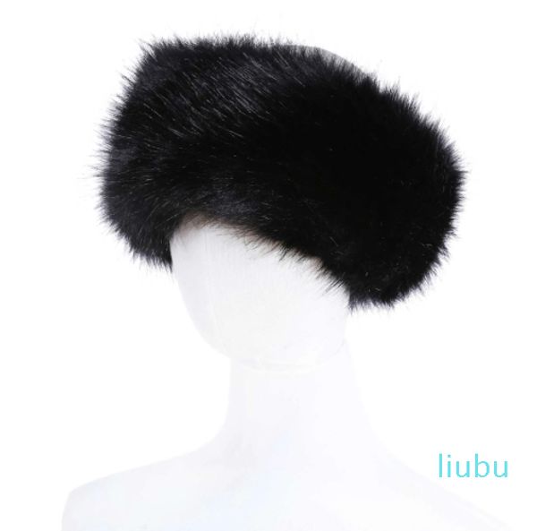 Fascia per capelli da donna in pelliccia sintetica di lusso regolabile invernale caldo nero bianco natura paraorecchie per ragazze