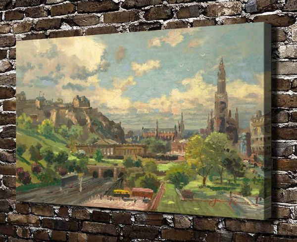 Thomas Kinkade Scenario di Edimburgo Scozia 1 Pezzi Stampe su tela Wall Art Pittura a olio Home Decor Senza cornice Con cornice 24x328056926