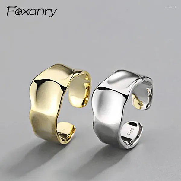 Cluster Ringe Silber Farbe Terndy Breiter glatter Fingerring für Frauen Paar Persönlichkeit Anillos Schmuck Größe 16,5 mm Adjustale