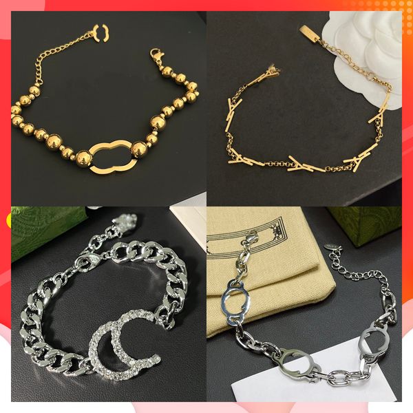 Bracciale di design di lusso a catena per donna Bracciale con logo di design alla moda Gioielli in acciaio inossidabile impermeabile e colore che non cambia mai