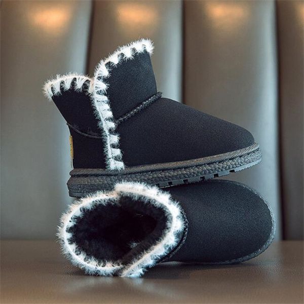 2023 Invierno Nuevas botas de nieve para niñas y zapatillas de algodón de terciopelo Niños de suela suave Joker Boots calientes de botas calientes 26-35