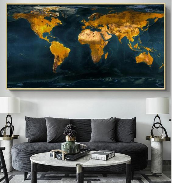 Mappa del mondo Immagine decorativa di arte della parete Poster moderni e stampe su tela Pittura Cuadros Studio Decorazione della stanza dell'ufficio Decorazioni per la casa8368472