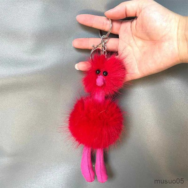 Catena per cellulare Simpatico peluche morbido struzzo Portachiavi Peluche Bambola Giocattolo Palla di pelo Zaino Ciondolo Portachiavi Accessori Regali R231031