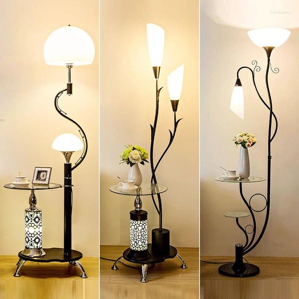 Lâmpadas de assoalho Nordic Modern Lamp LED Flower Tea Table para sala de estar Quarto Estudo Desk Home Decor Standing Lights E27