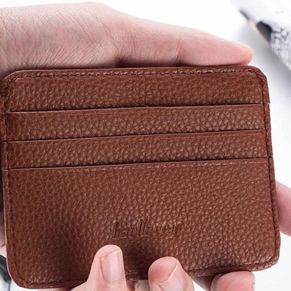 Titulares de cartão Ultra Slim Front Pocket Wallet Mens com Slots Janela de identificação de viagem minimalista para cartões