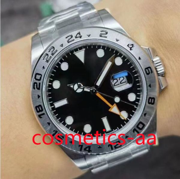 BP Factory Мужские часы высокого качества GMT 42 мм 216570 Белый Черный циферблат Оранжевая игла Explorer из нержавеющей стали Механические автоматические мужские часы