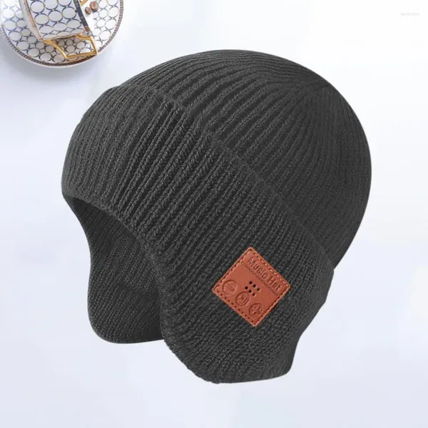 Berretti Cappello da passeggio per cani con cuffie integrate Berretto invernale Auricolare compatibile Bluetooth Berretto lavorato a maglia spesso per antivento