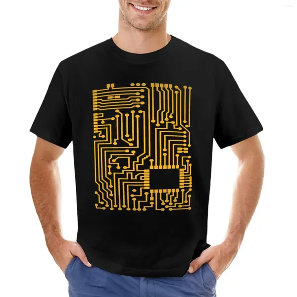 Erkek Polos Sarı Elektronik Devre Kurulu Mühendisliği T-Shirt Yaz Kıyafetleri Erkek Beyaz Tişörtler Düz Erkek Grafik Tişörtleri Komik