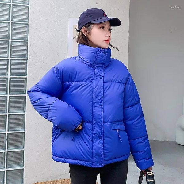 Casacos de trincheira femininos 2023 curto coreano moda básica algodão jaqueta parkas roupas outono grosso roupas casaco de inverno feminino