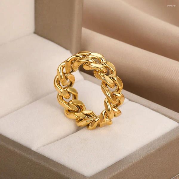 Anéis de cluster cor de ouro corrente cubana exclusivo masculino feminino anel multi tamanho disponível jóias hip hop festa jóias amizade presente