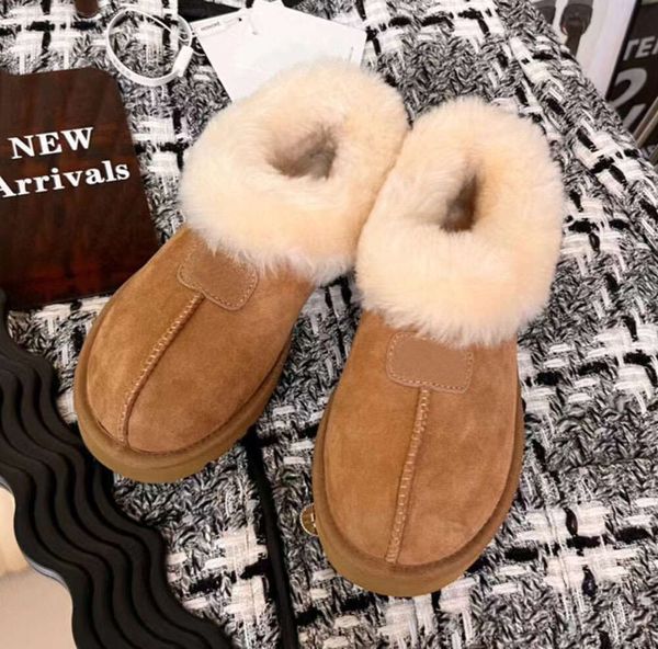 Großhandel Ultra Mini Boot Mustard Seed Tazz Hausschuhe Plattform Australien Schnee Designer Frau Dicke Sohle Echtleder Flauschige Pantoletten Warme Winter Booties