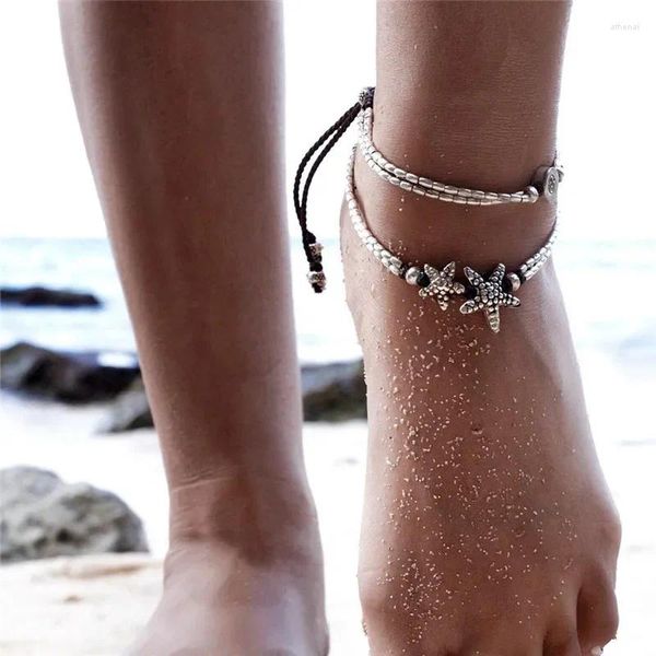 Fußkettchen Sommer Meer Fußkettchen Weibliche Auf Fuß Knöchel Armbänder Schmuck Für Frauen Zarte Dame Chic Sandalen Zubehör Großhandel