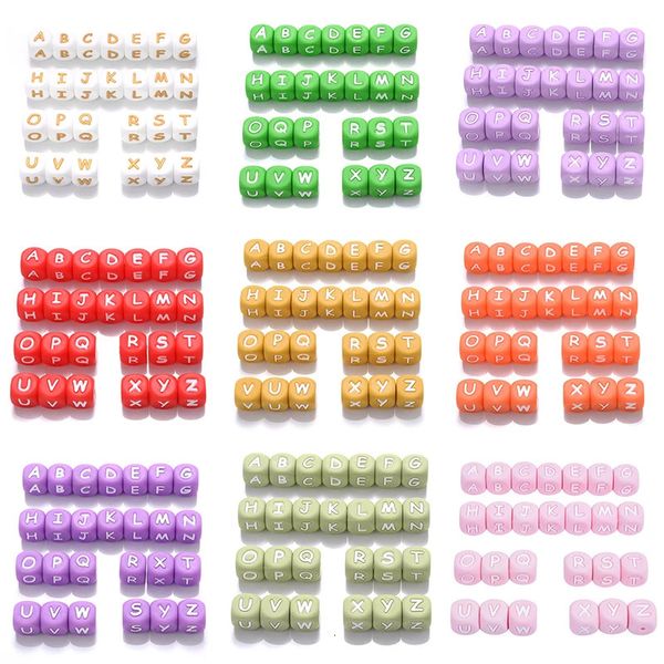 Giocattoli per denti 12mm 26pcs Lettera di silicone perle 15 colori Colorful Alphabet Chewing Bead per catena di clip del ciuccio non Scegli 231031