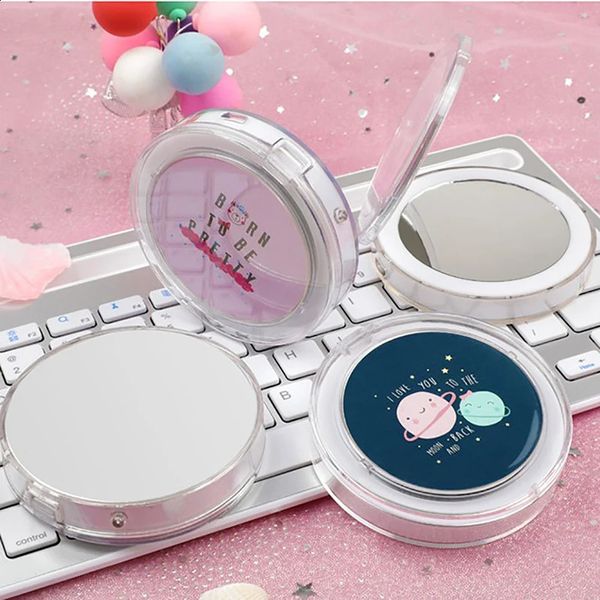 Компактное мини-зеркало для макияжа со светодиодной подсветкой TSHOU659, ручное складное маленькое портативное косметическое зеркало с микро-USB 231030