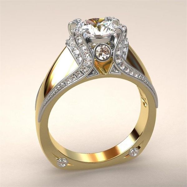 14 k Gelbgold Diamant Krone Ring Trennung Verlobung Anillos Debague Etoile Bizuteria Ringe für Frauen Jade Schmuck Edelstein Y1279o
