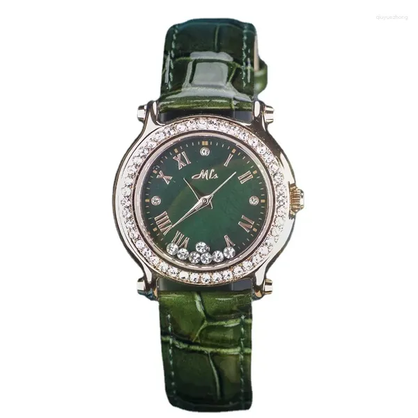 Relógios de pulso feliz diamante quebrado estrela completa borla relógio feminino genuíno luz luxo pequeno grupo cinto modelo ins moda