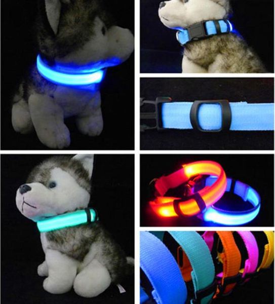 Coleira de nylon com led para cachorro, luz noturna de segurança com brilho piscante, suprimentos para animais de estimação, gato, acessórios para cães pequenos, coleira led1445155