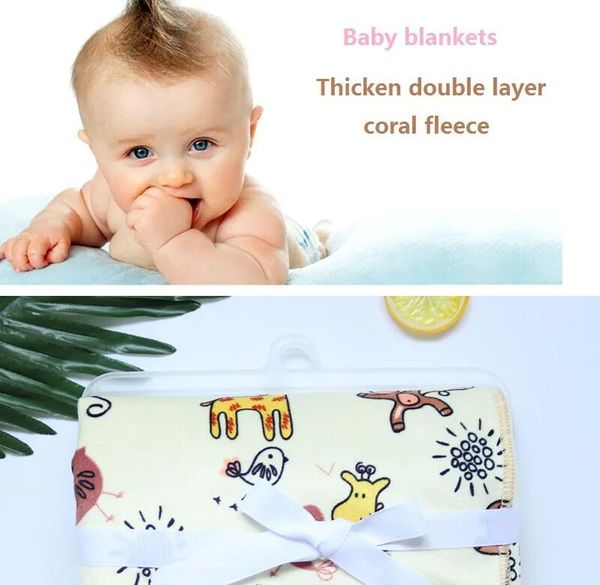 Baby Decken Neue Verdicken Doppel Schicht Korallen Fleece Infant Swaddle Bebe Umschlag Wrap Eule Gedruckt Neugeborenen Baby Bettwäsche Decke