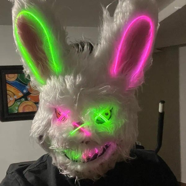 Partyzubehör, LED-Leuchtmaske, Halloween-Kostüm-Requisiten, leuchtender Neon-Bär, Horror, Cosplay, leuchtendes Gesicht